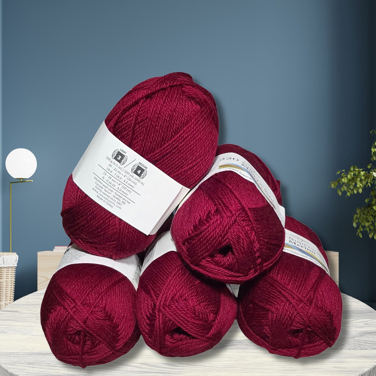 220 Superwash Merino Wool in Christmas Red Heather — 100% Superwash Merino Wool, Worsted weight, 220-yard skein