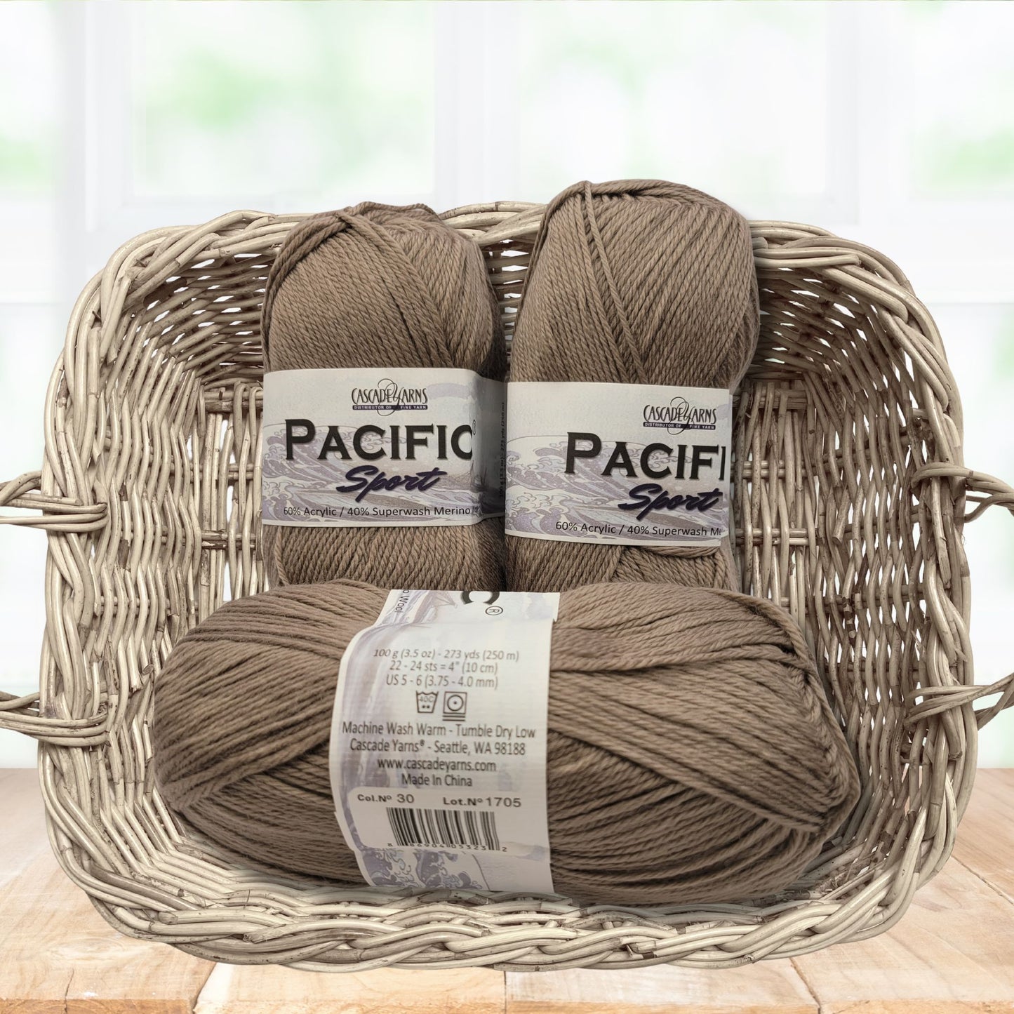 Pacific Sport Yarn-Merino/Acrylic Blend DK Weight in Latte, 273-yard Skein
