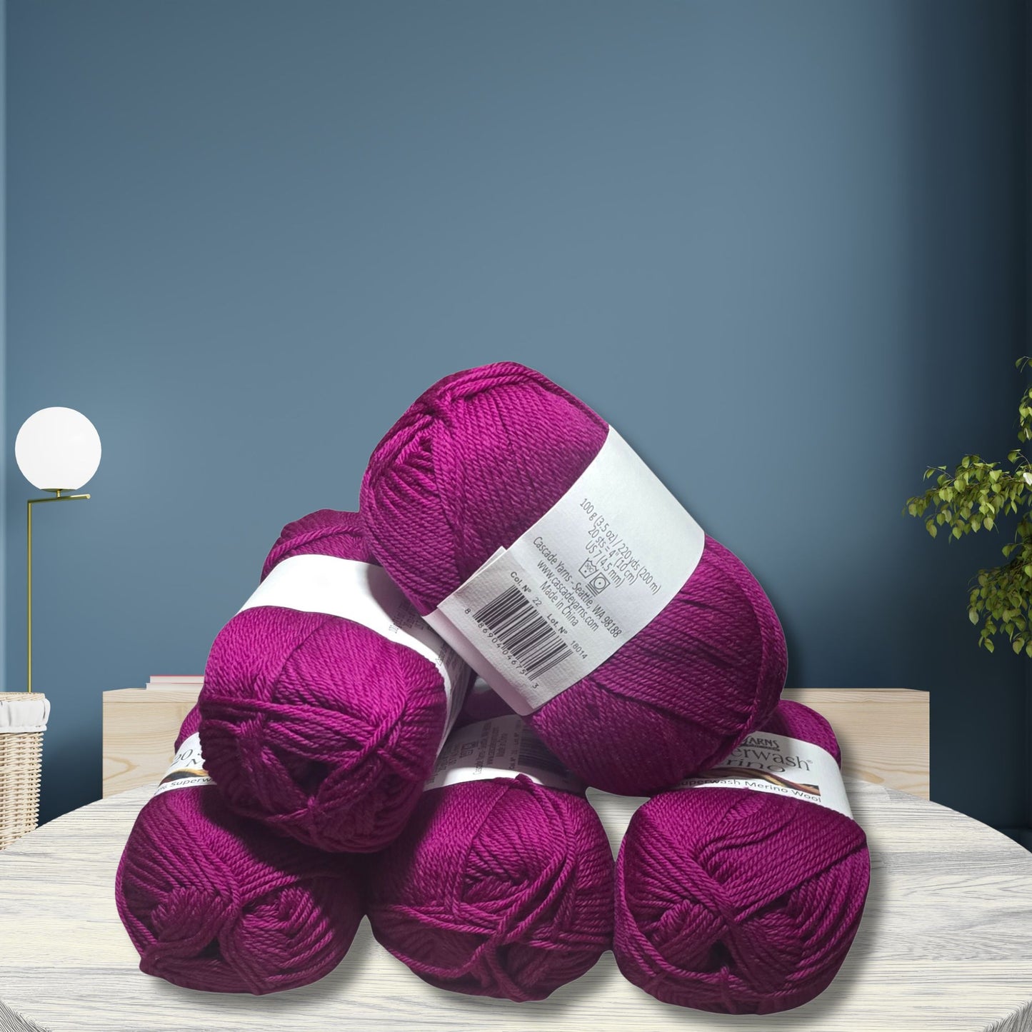 220 Superwash Merino Wool in Raspberry — 100% Superwash Merino Wool, Worsted weight, 220-yard skein