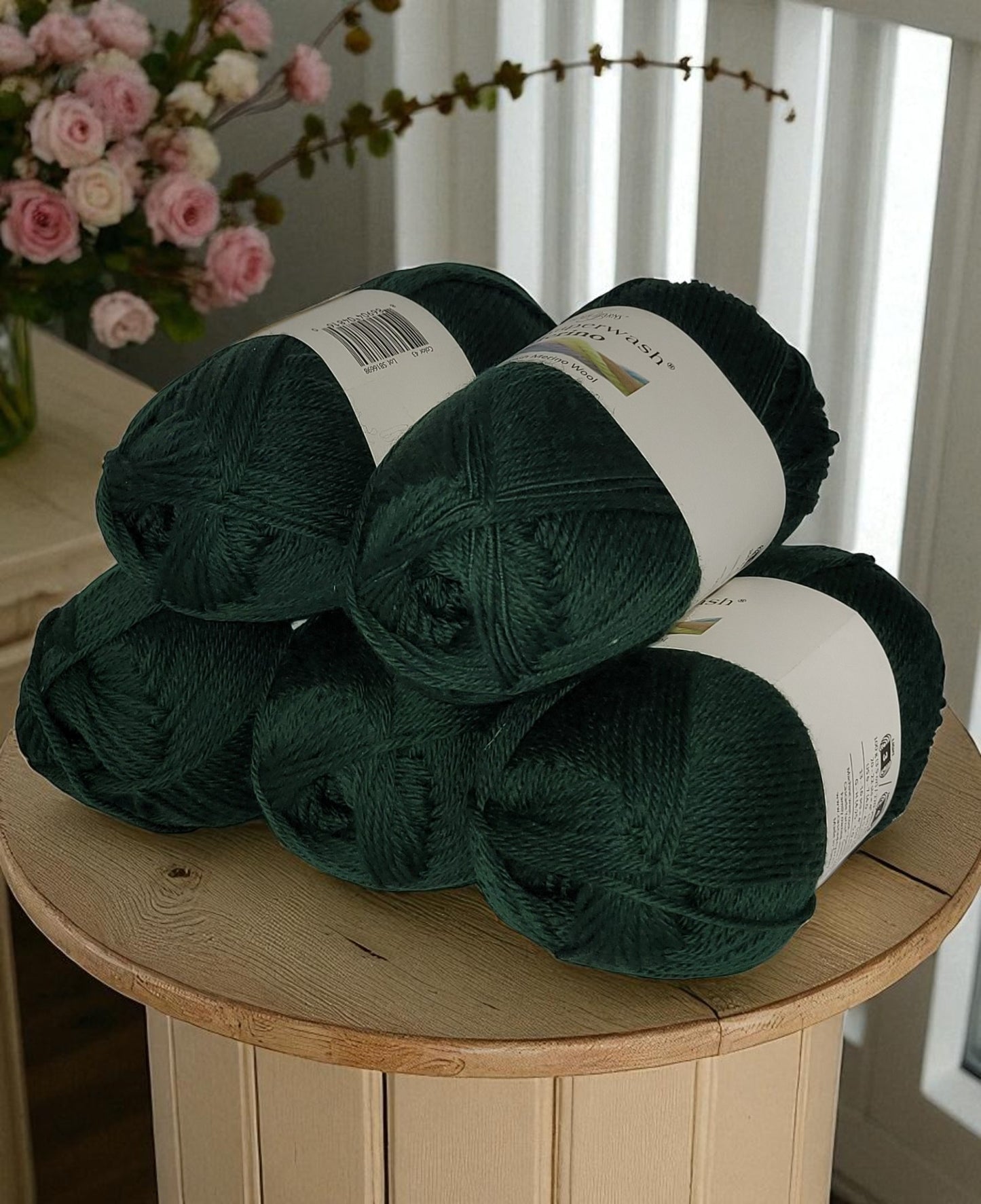 220 Superwash Merino Wool in Pine — 100% Superwash Merino Wool, Worsted weight, 220-yard skein