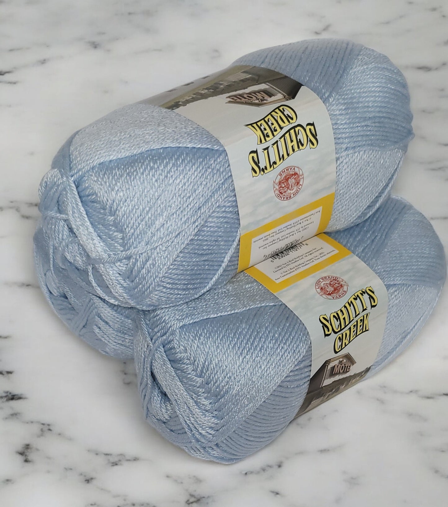 Schitt’s Creek acrylic yarn in Bebe Blue - light blue, 372 yard skein