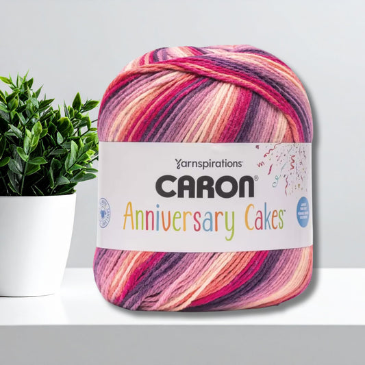 Caron Anniversary Cake Super Bulky Yarn, 1029-yards Super Skein in Berry Ripple