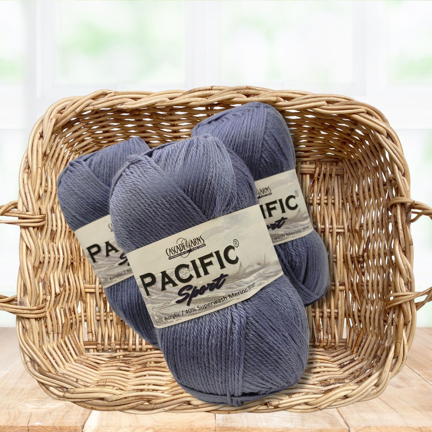Pacific Sport Yarn-Merino/Acrylic Blend DK Weight in Blue Ice, 273-yard Skein
