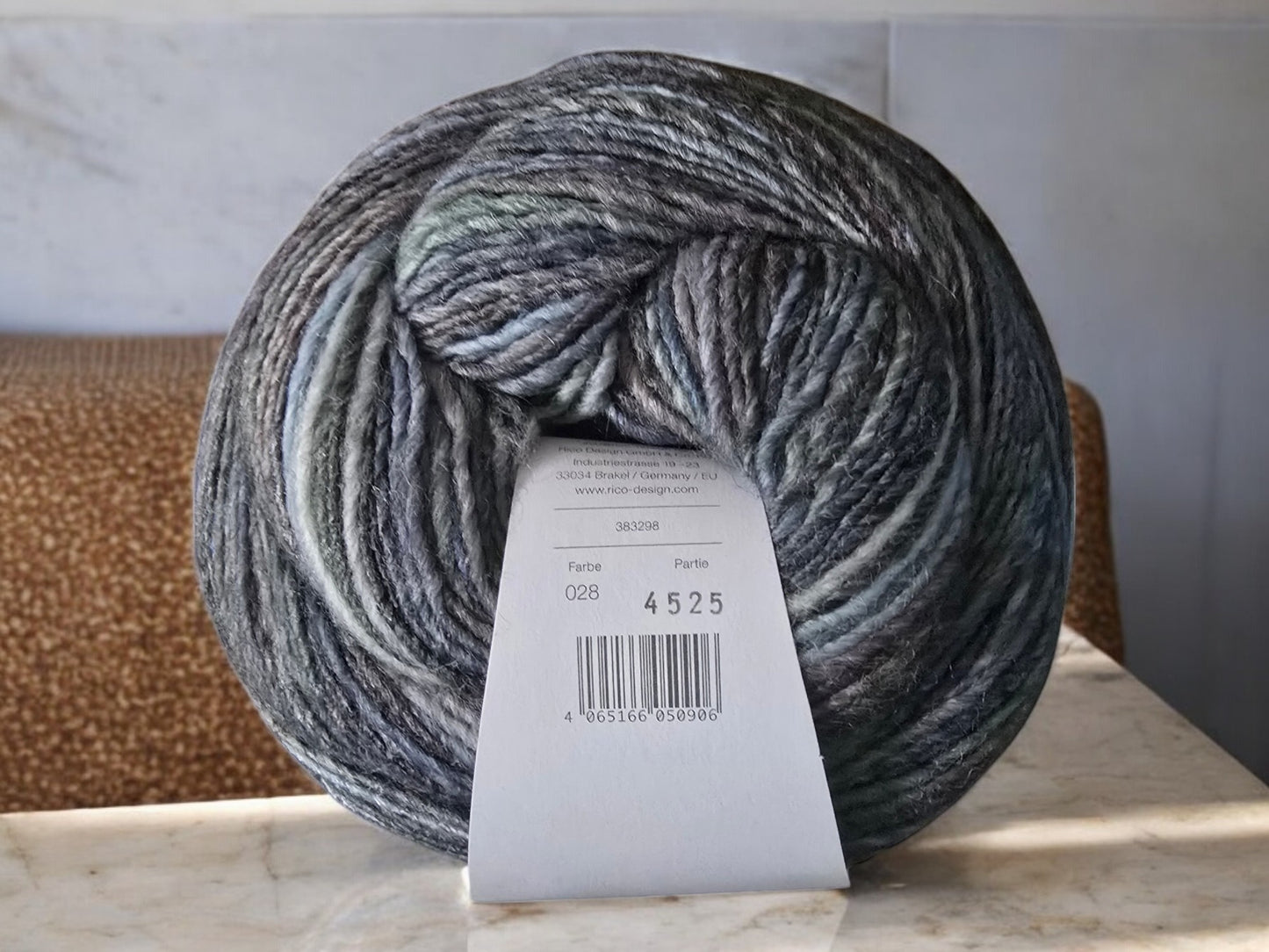 Creative Melange Aran Wonderball self-striping wool blend yarn in grey tones