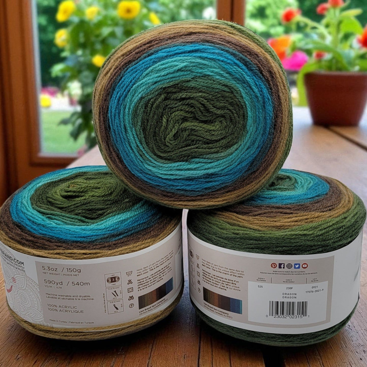 Mandala yarn in Dragon — multicolored self-striping acrylic, 590-yard skein