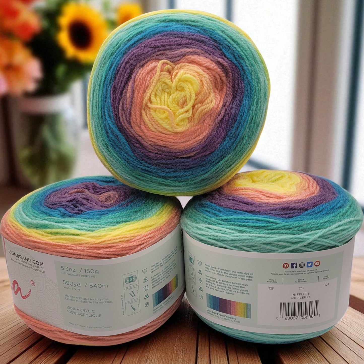 Mandala yarn in Nifflers — multicolored self-striping acrylic, 590-yard skein