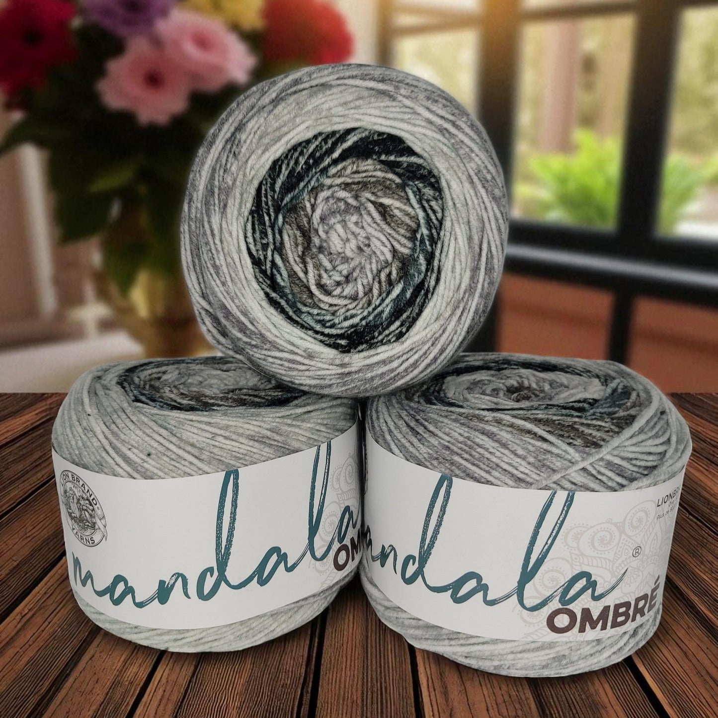Mandala Ombre acrylic multi-colored worsted weight yarn in Cool, 344-yard skein