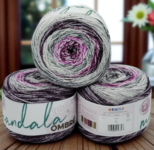 Mandala Ombre acrylic multi-colored worsted weight yarn in Joy, 344-yard skein