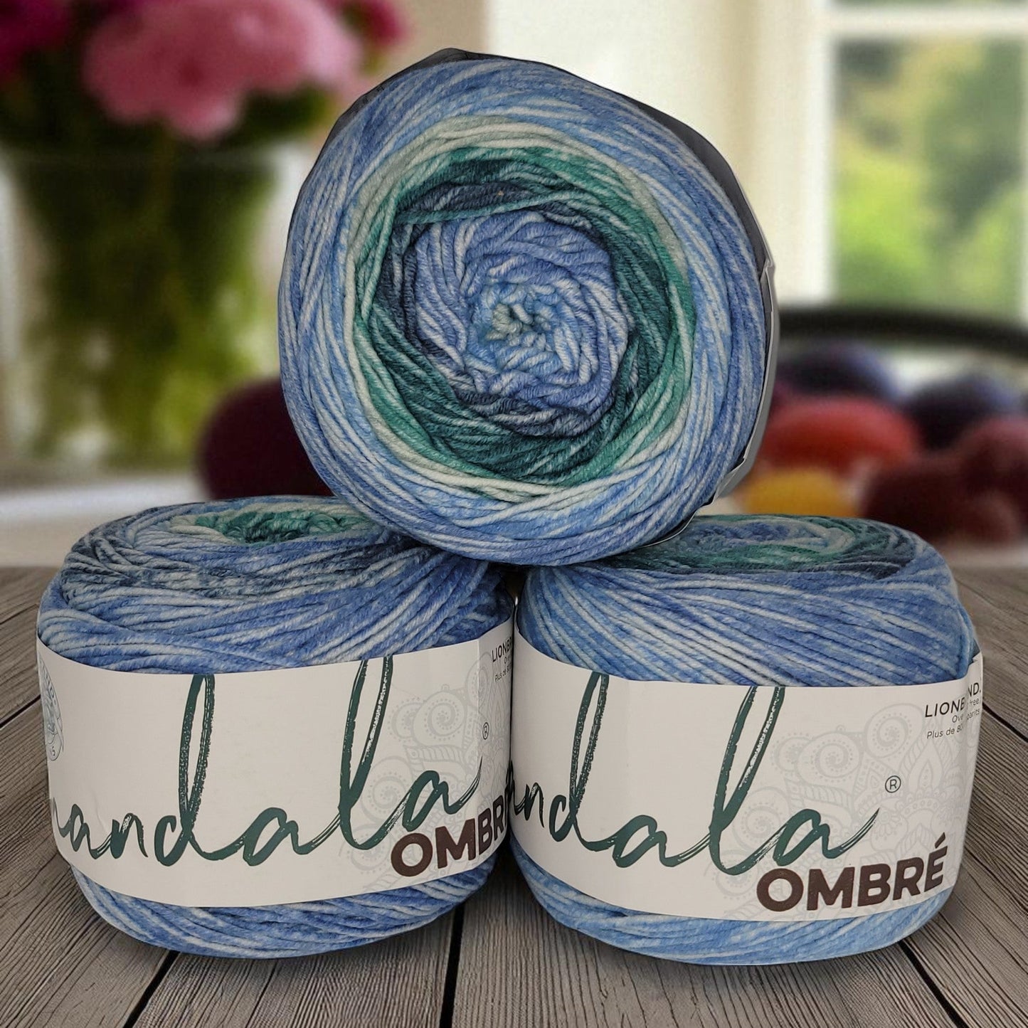 Mandala Ombre acrylic multi-colored worsted weight yarn in Mantra, 344-yard skein