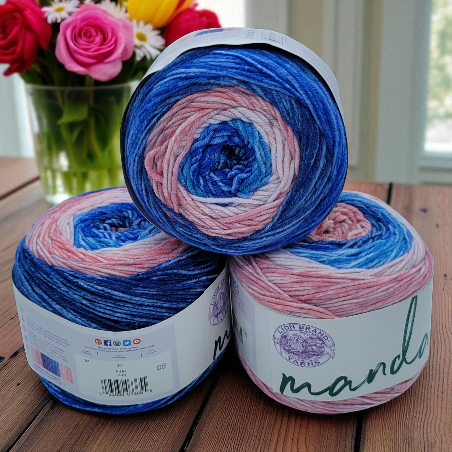 Mandala Ombre acrylic multi-colored worsted weight yarn in Pure, 344-yard skein