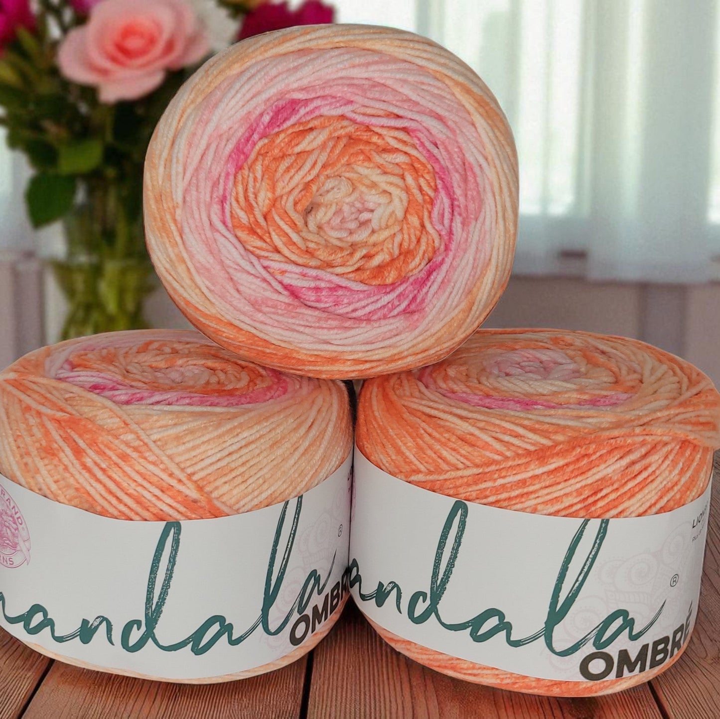Mandala Ombre acrylic multi-colored worsted weight yarn in Serene, 344-yard skein