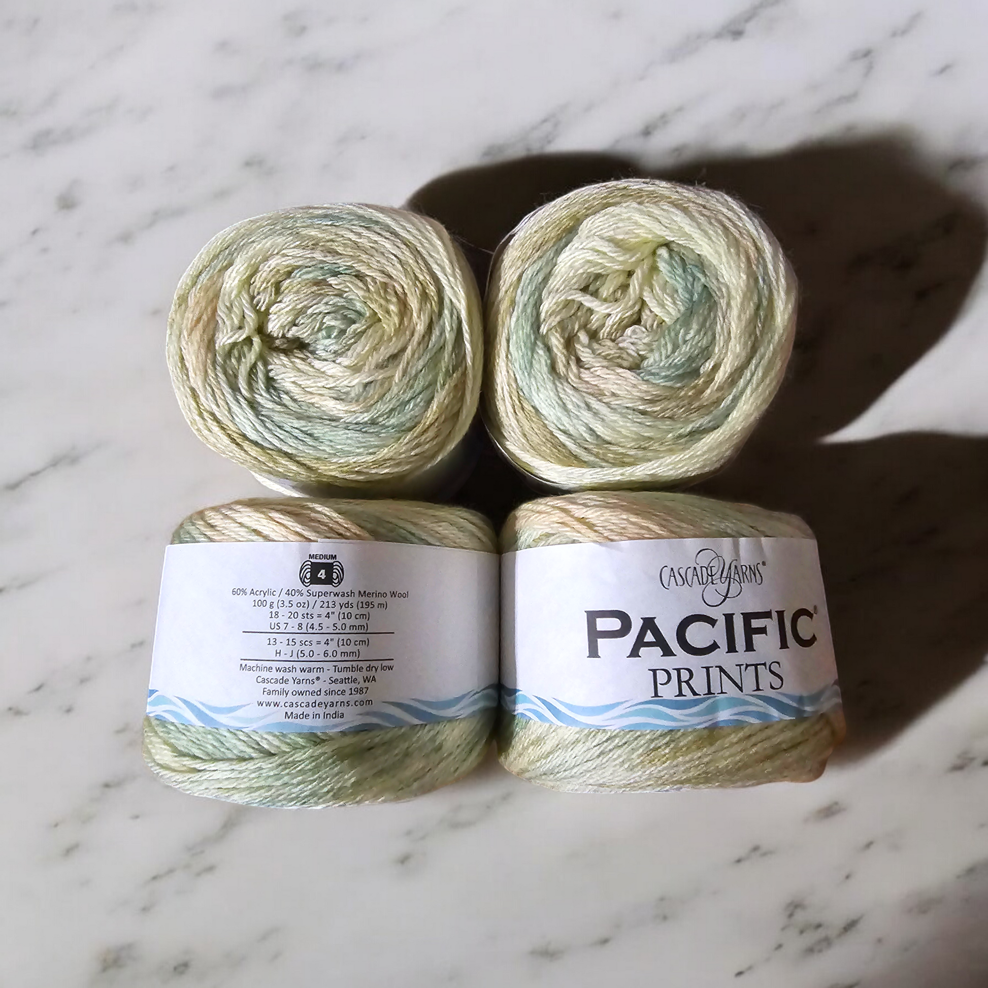 Cascade Pacific Prints Merino Wool Acrylic Blend Yarn in Succulent, 218-yard skein-worsted weight