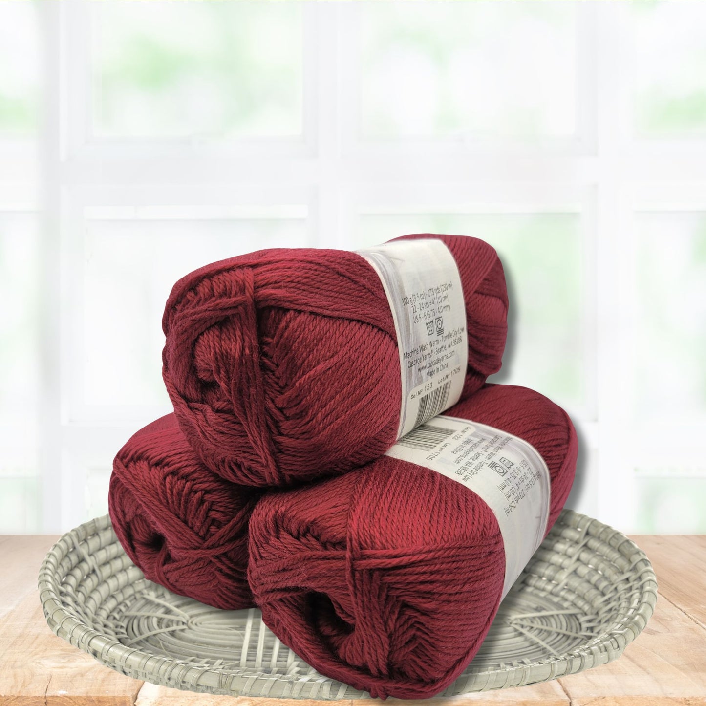 Pacific Sport Yarn-Merino/Acrylic Blend DK Weight in Deep Claret, 273-yard Skein