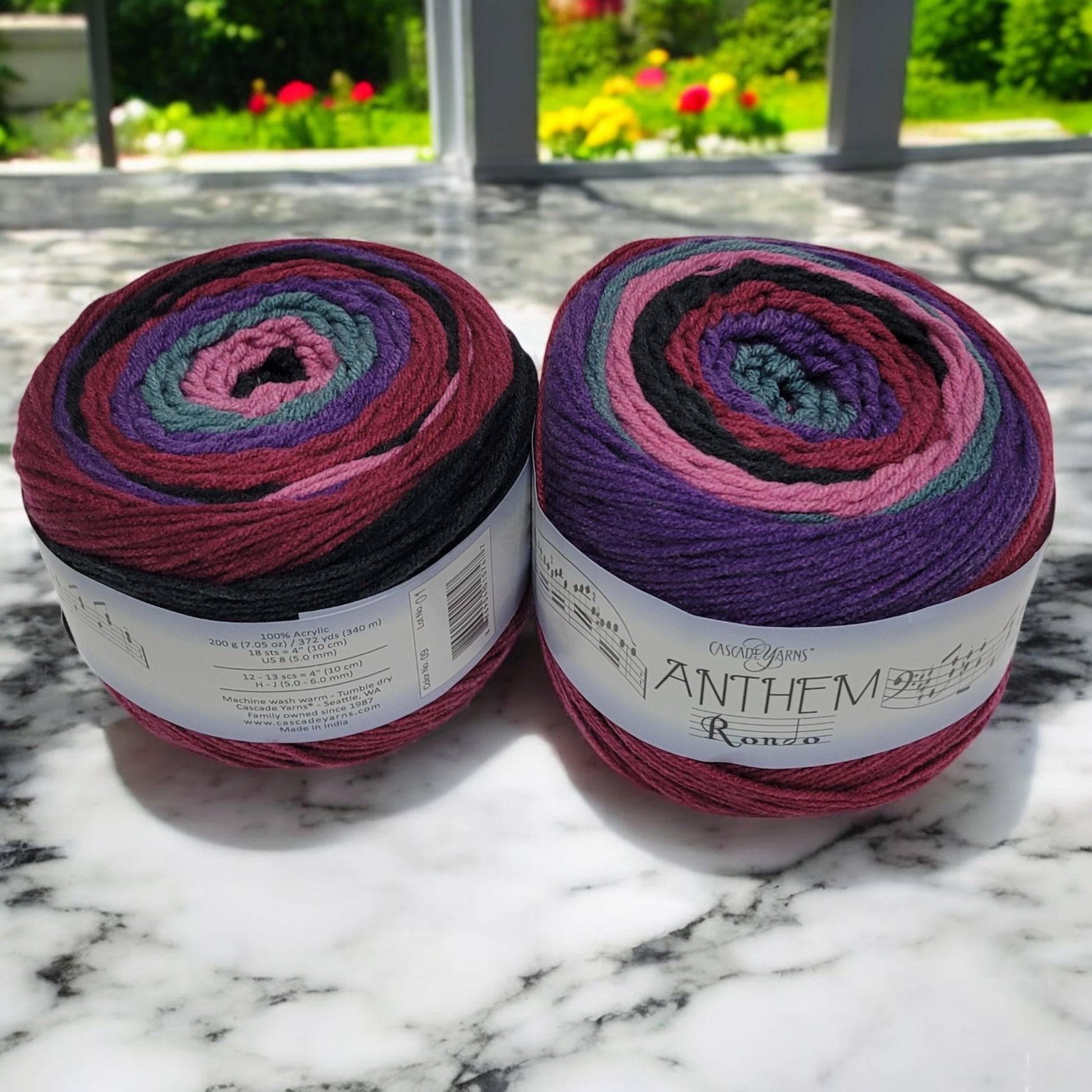 Anthem Rondo yarn in Penelope — multicolored self-striping acrylic, 372 yard skein