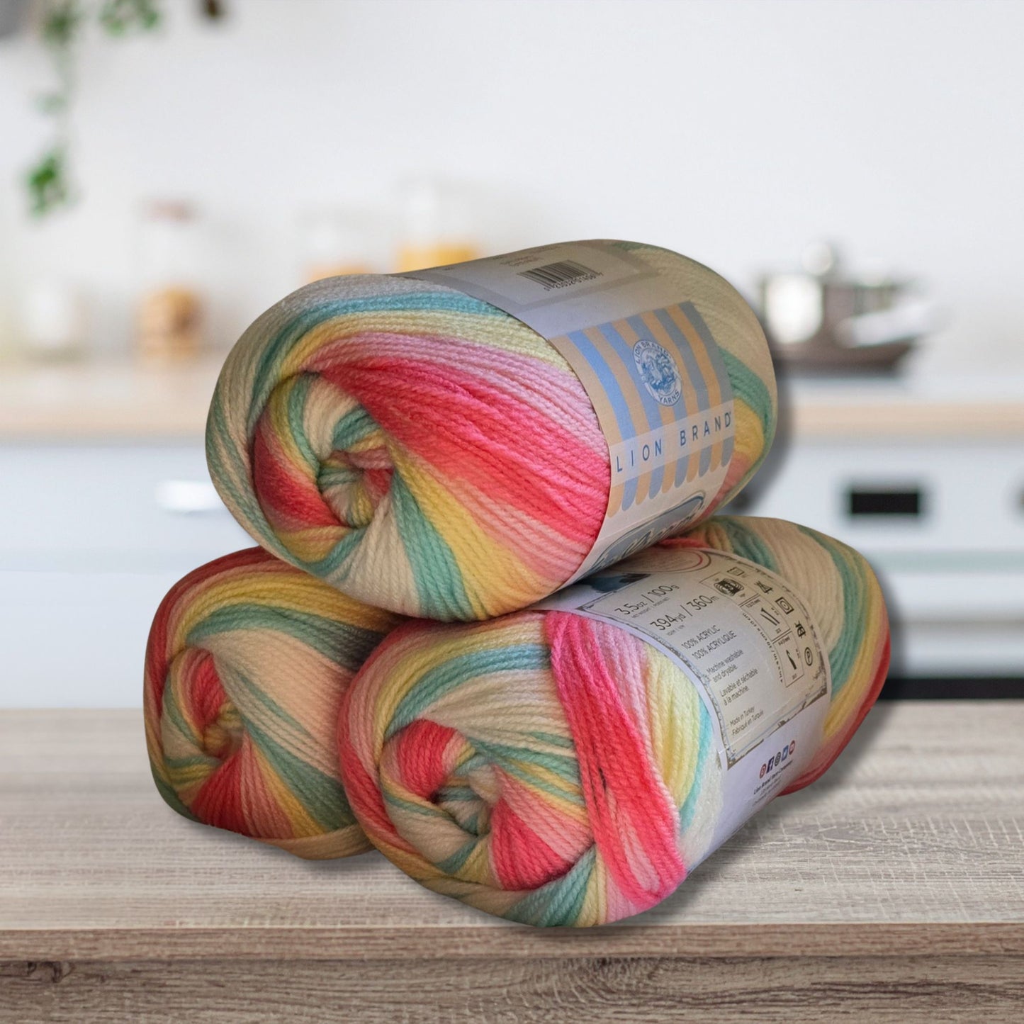 Lion Brand Ice Cream – 100% Acrylic Self‑Striping Yarn