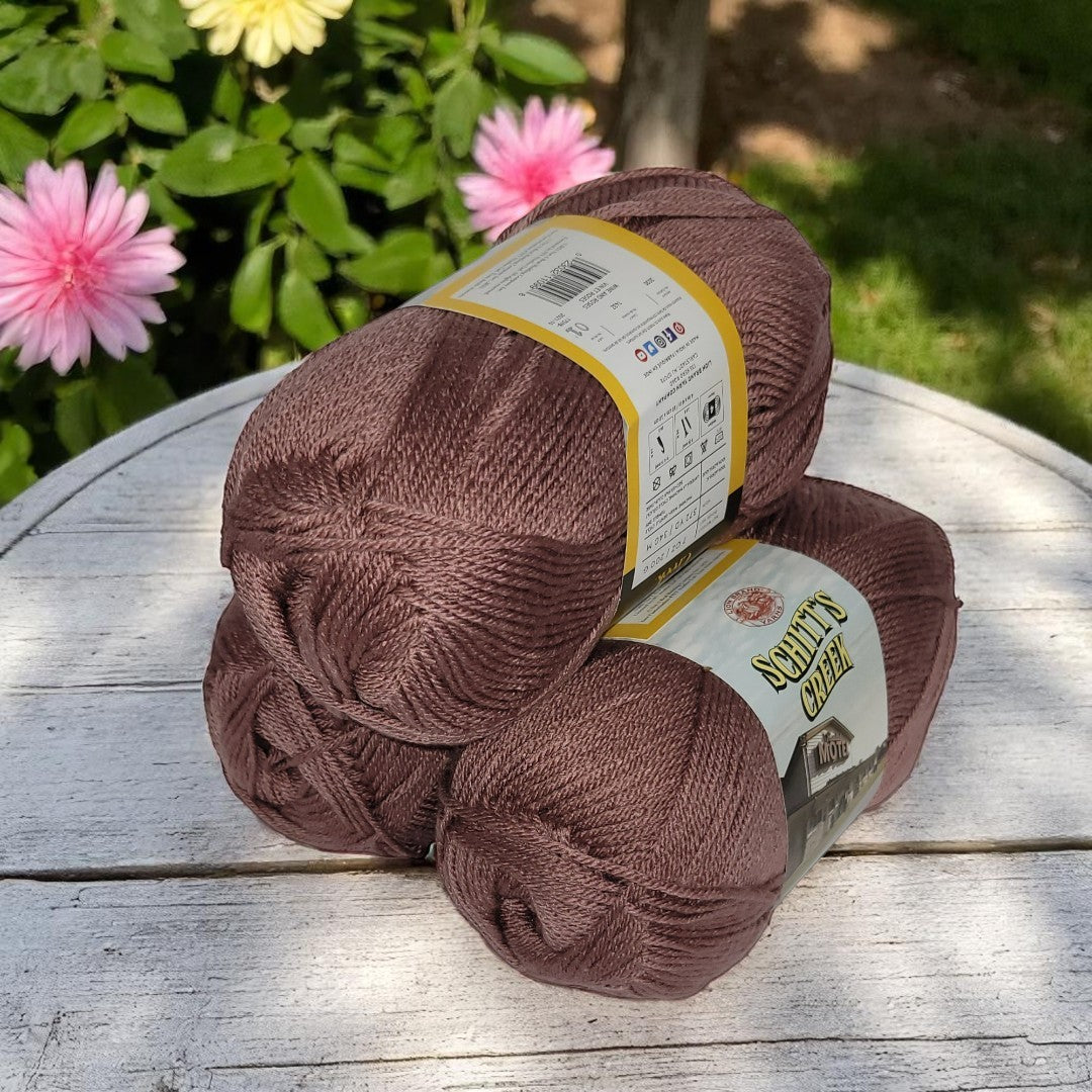 Schitt’s Creek acrylic yarn in Wine & Roses - dark mauve, 372 yard skein